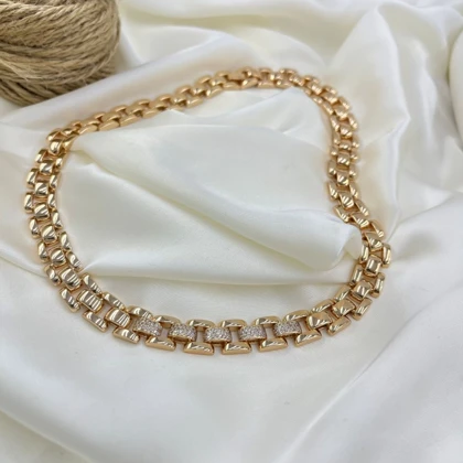 گردنبند زنانه ژوپینگ مدل آمیتیس طرح رولکسی نگین‌دار