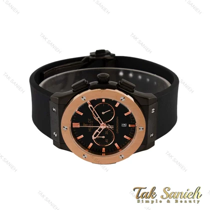 ساعت هابلوت مردانه سه موتوره کرنوگراف مشکی زه رزگلد Hublot-5196-G