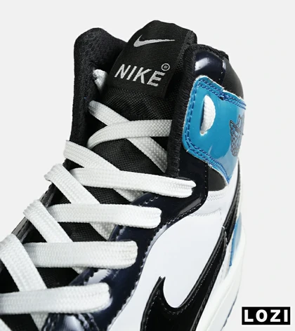 کفش کتانی ساق‌دار مردانه و زنانه مشکی سفید آبی NIKE jordan 1 مدل 7674