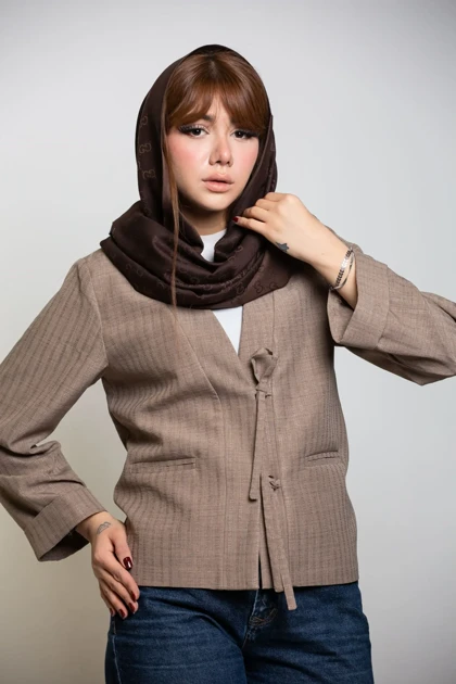 کت زنانه پاپیونی استریپ