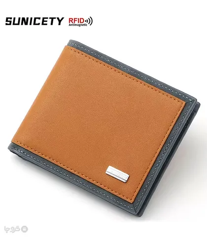 کیف پول مردانه تاشو ضد سرقت Sunicety سانی ستی طرح کلاسیک دو رنگ