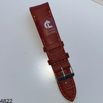بند چرم کبری عسلی خشتی سایز 22mm کد 4822