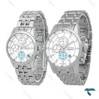 ست ساعت سیکو سه موتوره کورنوگراف تمام استیل Seiko-7839-S