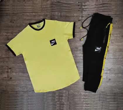 تیشرت آستین کوتاه و شلوار NIKE مربع رنگ زرد