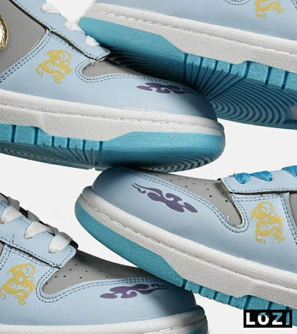 کفش کتانی مردانه و زنانه آبی طوسی طلایی نایک NIKE Dunk Low Remastered