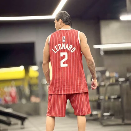 ست ورزشی بسکتبالی لس آنجلس (Los Angeles) نخ پنبه گلکسی و چاپ زول (قرمز و آبی)