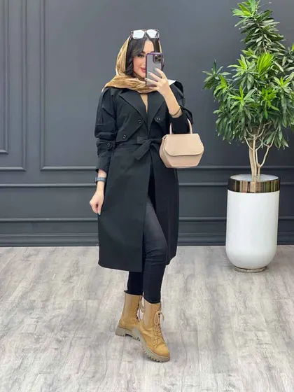 بارانی بلند ژیله دو دکمه