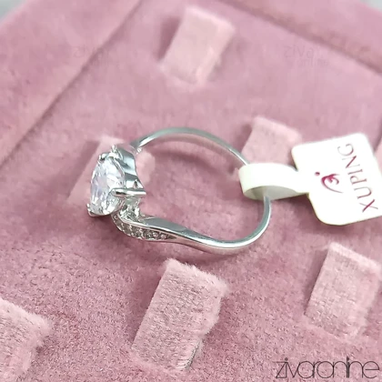 انگشتر جواهری تک نگین مدل قلب ژوپینگ 30090