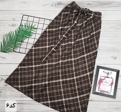 دامن چهارخونه پشمی قد 90 کد 50138