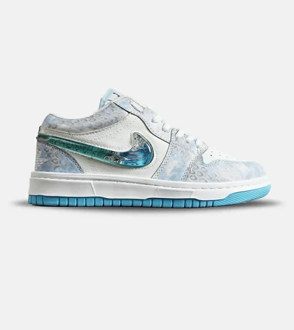 کفش کتانی مردانه و زنانه سفید آبی NIKE dunk low steam puppet مدل 8102