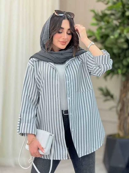 مانتو راه راه تک جیب سارینا