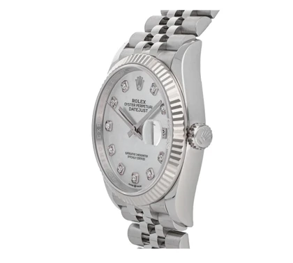ساعت رولکس دیت جاست زنانه نقره ای صفحه سفید ایندکس نگین Rolex Datejust