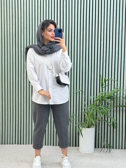 مانتو شومیزی سفید ساده