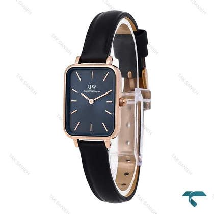 ساعت DW زنانه مستطیلی رزگلد بند چرم صفحه سرمه ای DW-7121-L