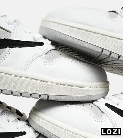 کفش کتانی مردانه سفید طوسی مشکی NIKE travis scott