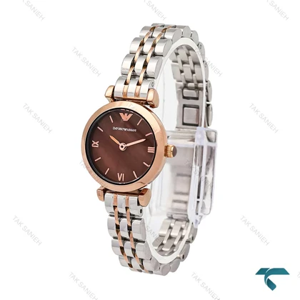 امپریوآرمانی زنانه مینی دورنگ رزگلد صفحه قهوه ای ایندکس خط Armani-6267-L