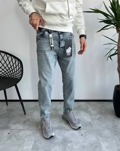 شلوار جین اسلیم فیت ابی ساده Dirty fade کد 4334