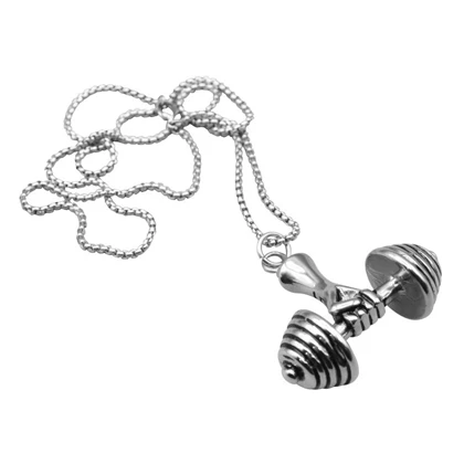 گردنبند استیل طرح دمبل مدل 7200