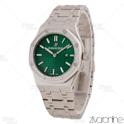 ساعت اودمار پیگه (AP) زنانه صفحه سبز دور نگین 105669