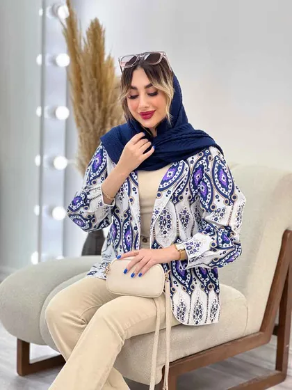 مانتو طرح دار مغزی دوزی
