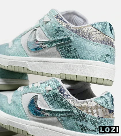 کفش کتانی مردانه و زنانه آبی سفید NIKE dunk low steam puppet