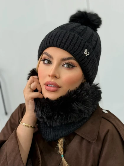 ست شال و کلاه رینگی پروانه