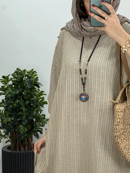 مانتو کفتان بلند لینن الناز 6 کد 2565