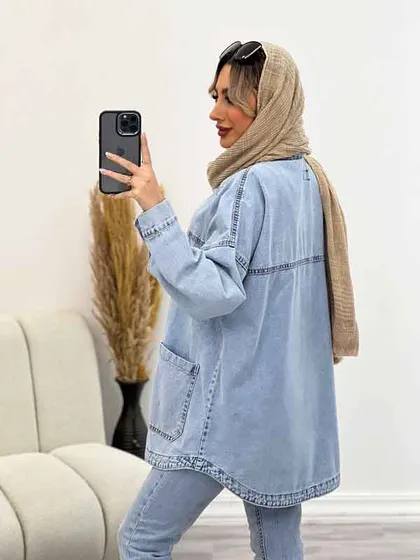 مانتو جین برش‌دار دو جیب