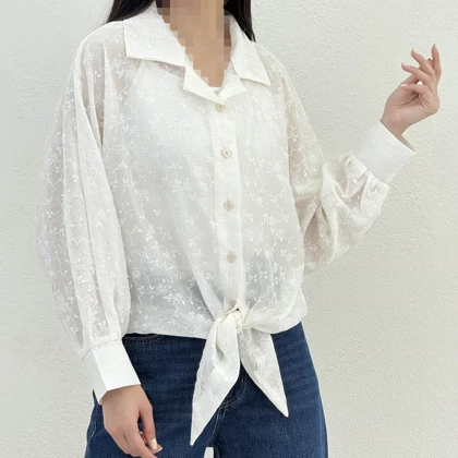 شومیز زنانه گره‌ای طرح گل | آی بولک