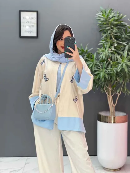مانتو لینن نچرال طرح پروانه