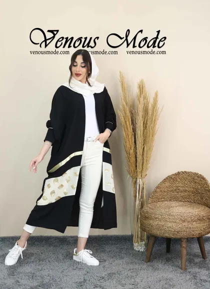 مانتو عبایی نوار طلایی