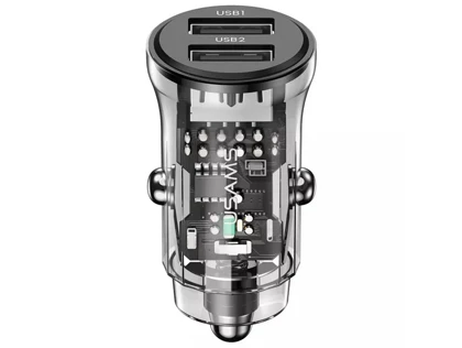 شارژر فندکی فست شارژ ماشین یواس‌بی طرح شفاف یوسامز US-CC162 C31