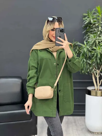 مانتو کتان دو جیب پایین