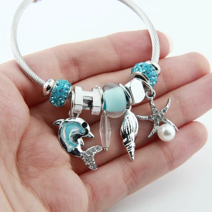 دستبند دخترانه مدل پاندورا دلفین