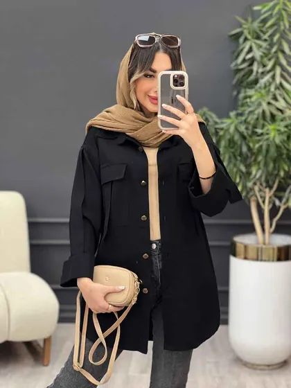 مانتو جیب کراواتی آستین پاکتی