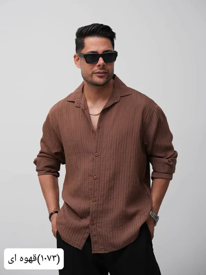 پیراهن مردانه راه راه ریز تنسل1073