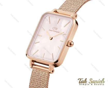 ساعت دنیل ولینگتون زنانه مستطیلی رزگلد صفحه صورتی DW-4053-L