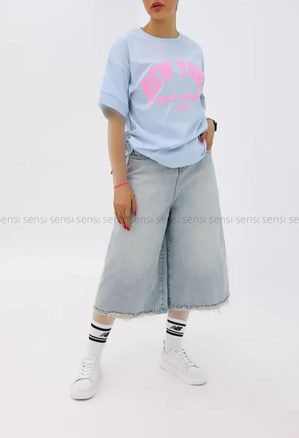 شلوارک جین واید قد 80کد1004174