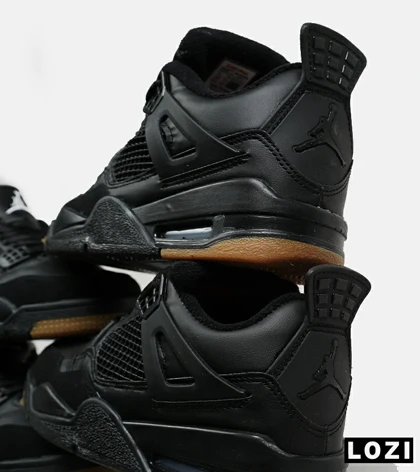 کتانی ساق‌دار زنانه و مردانه مشکی کرم Nike air jordan 4 مدل 6468