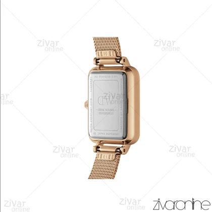 ساعت دنیل ولینگتون زنانه رزگلد صفحه سبز بند حصیری 105419