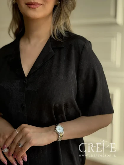 شومیز کریشه لمه آستین کوتاه طرحدار