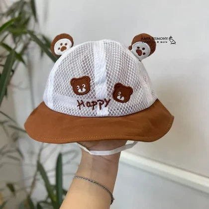 کلاه باکت نوزادی توری خرس HAPPY