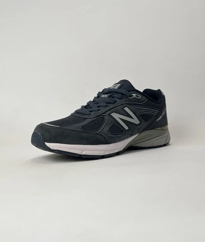 کفش روزمره مردانه نیوبالانس 990 سرمه ای ورژن 4 با رویه چرم کیفیت مستر