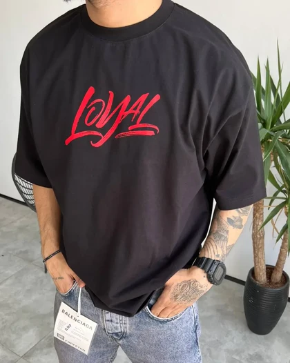 تیشرت یقه گرد LOYAL رنگ مشکی