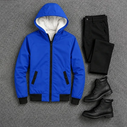سویشرت مردانه آبی داخل تمام خز مدل adidas