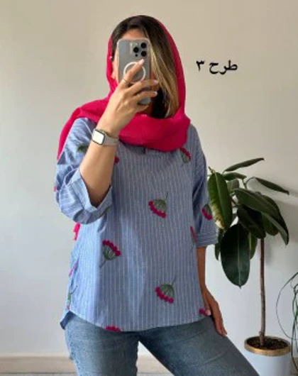 شومیز راه راه لینن گلدوزی 1