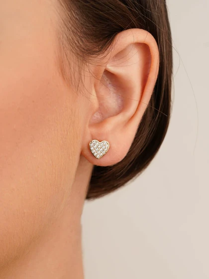 گوشواره میخی نگین‌دار رنگ طلایی