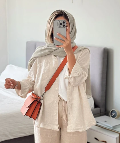 شومیز لینن کرم CH655