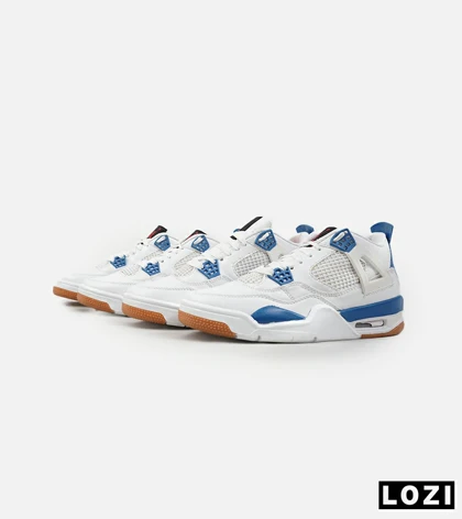 کفش کتانی ساق‌دار مردانه سفید آبی Nike air jordan 4
