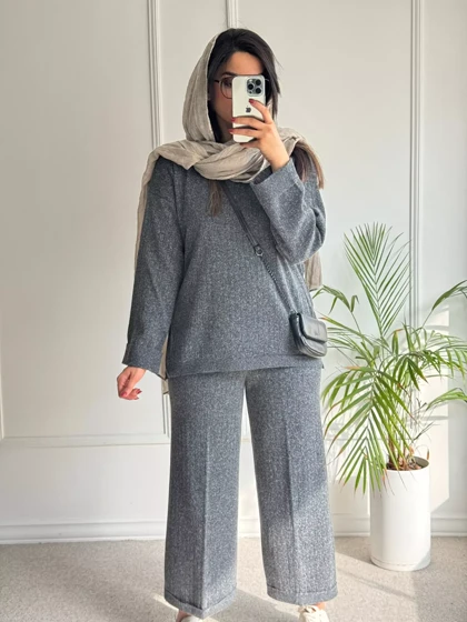 ست مانتو شلوار بافت آریا